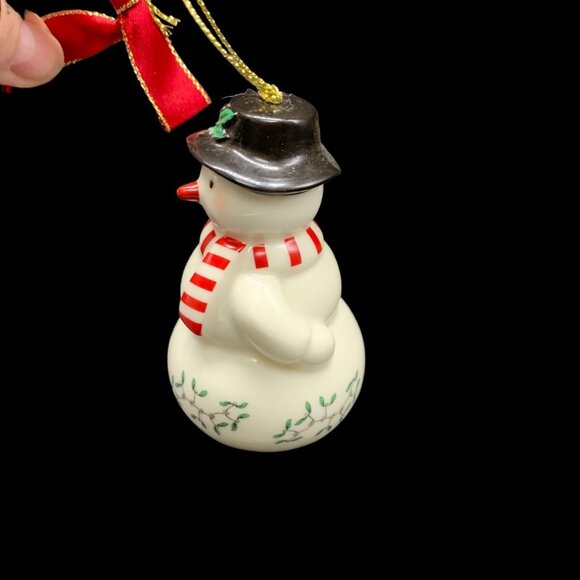 Vintage Spode Christmas Waving Snowman Ornament Porcelain Collectible Holiday - Picture 2 of 8